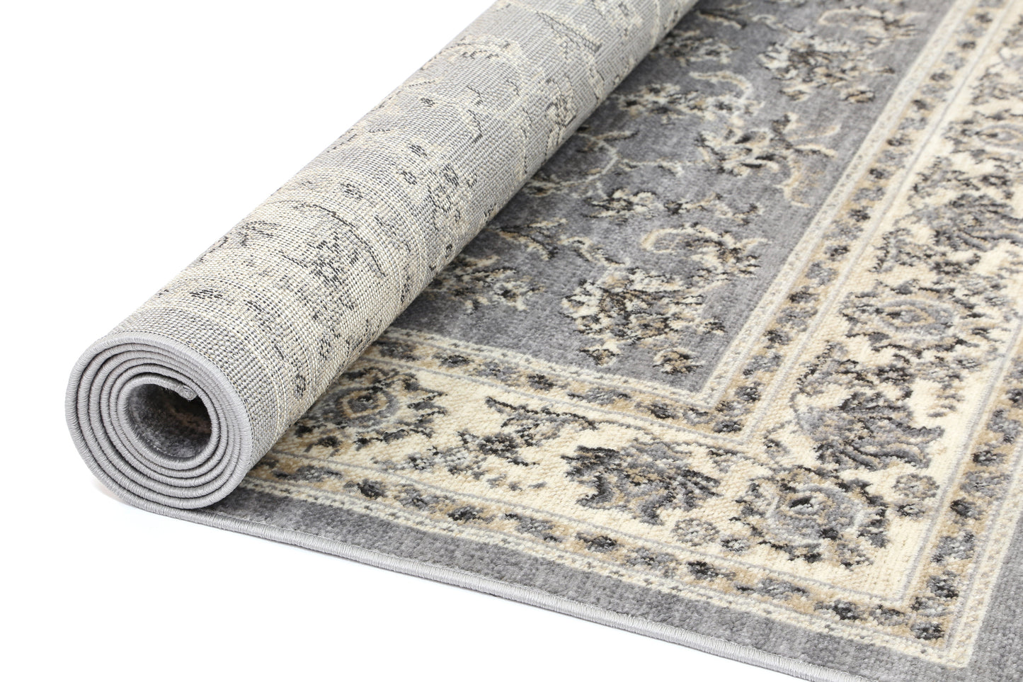Aryana Grey Cream Border Rug