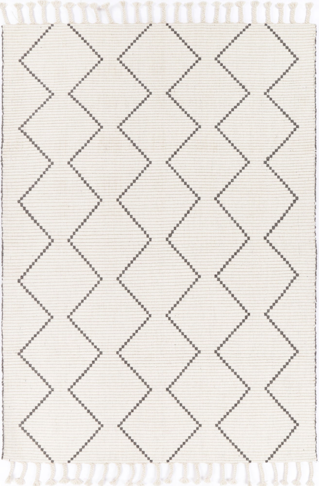 Varanasi Zig-Zag Wool Blend Cream Rug