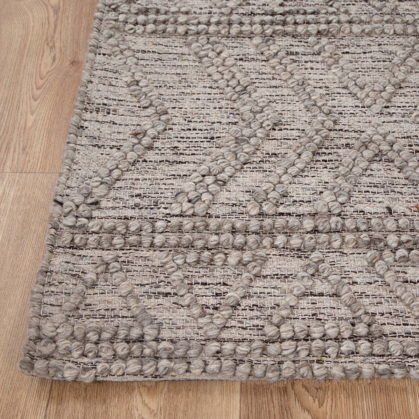 Kaiden Lattice Tribal Ash Wool Rug