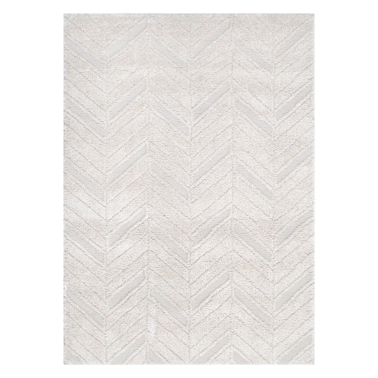 Authentic Chevron Beige Shag Rug