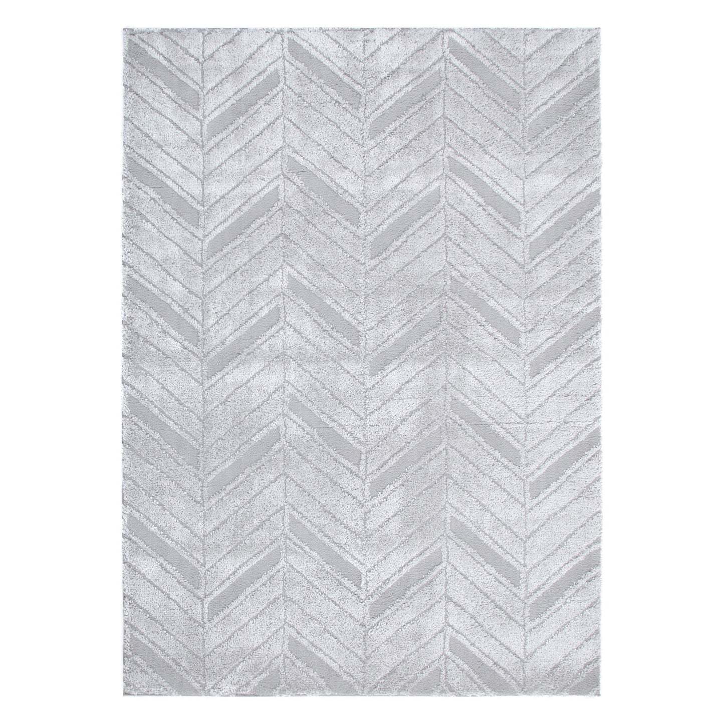 Authentic Chevron Silver Shag Rug