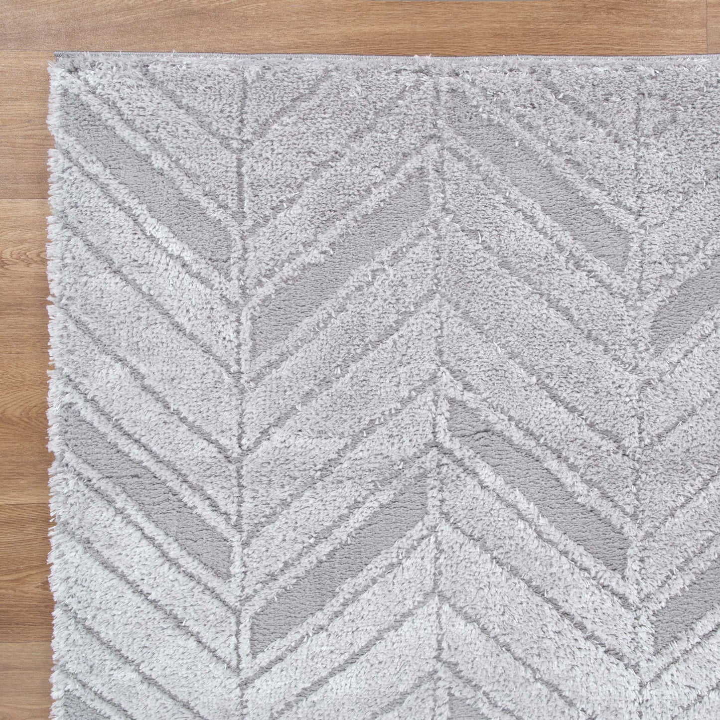Authentic Chevron Silver Shag Rug