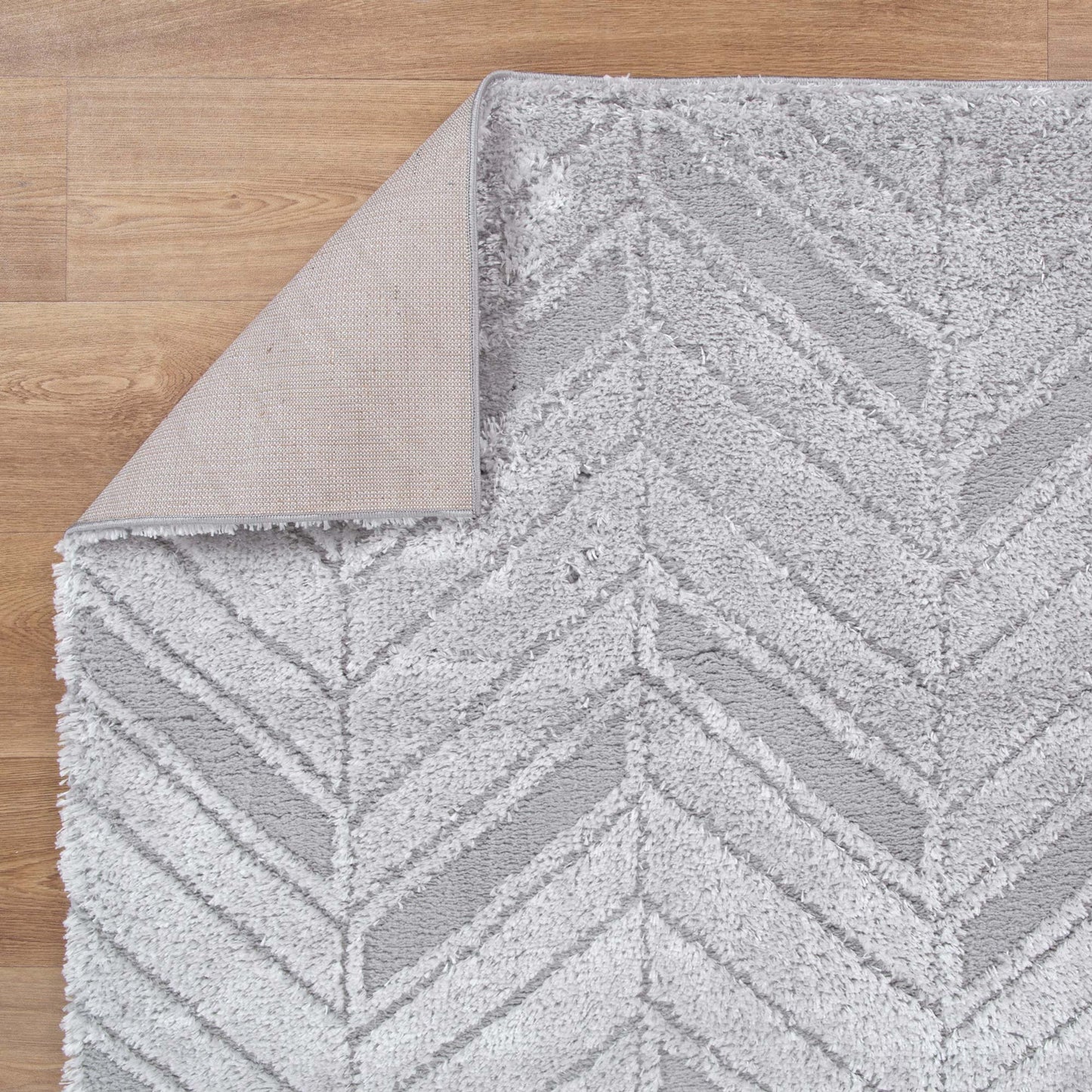 Authentic Chevron Silver Shag Rug