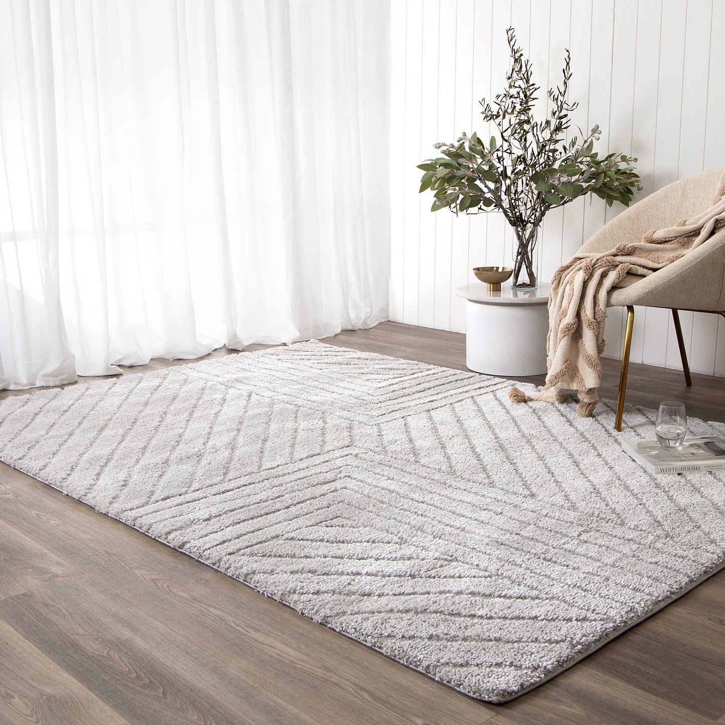 Authentic Modern Silver Shag Rug