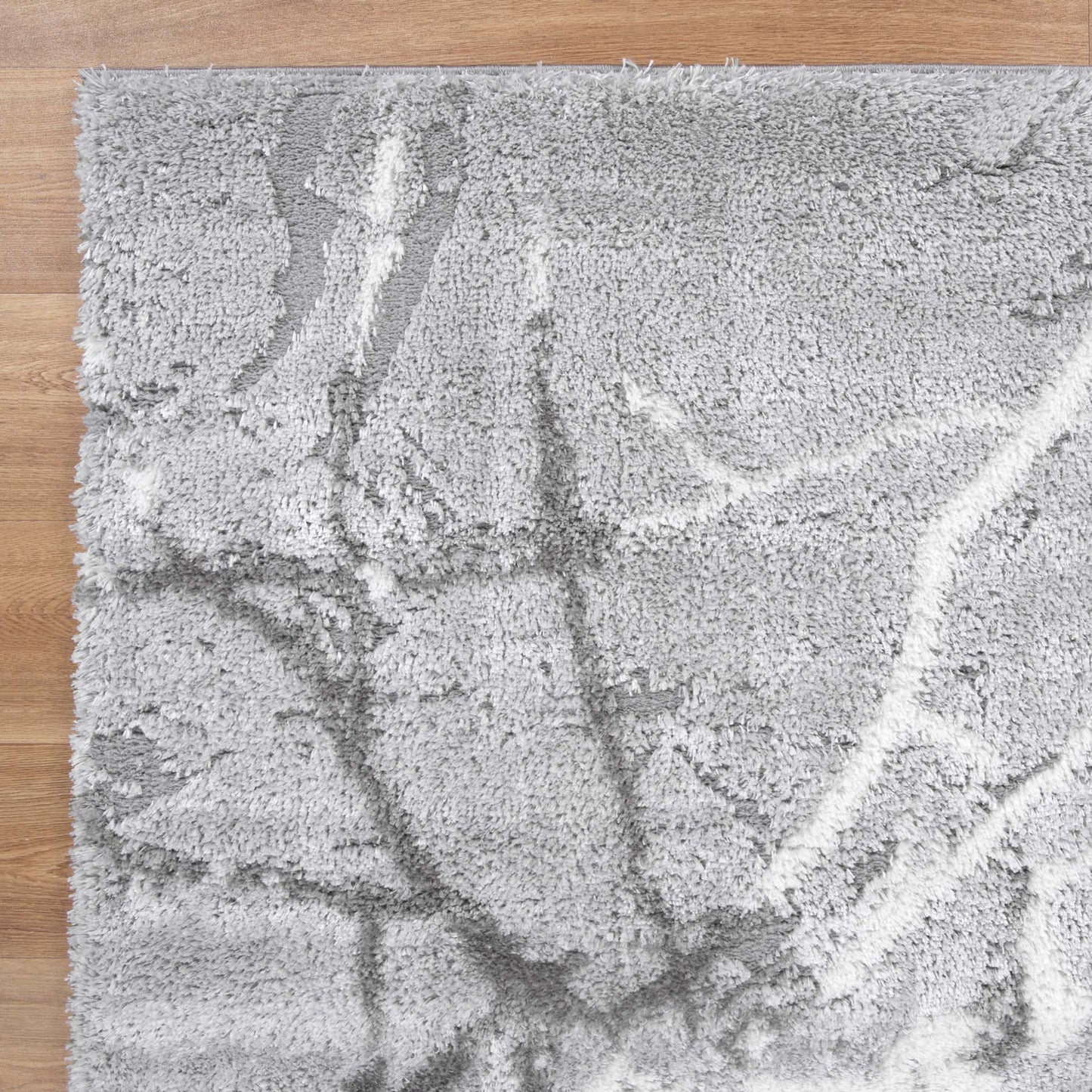 Authentic Abstract Silver Shag Rug