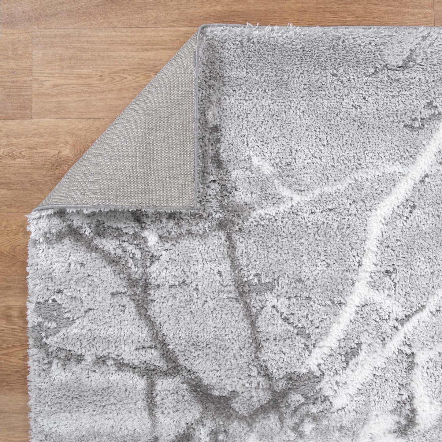Authentic Abstract Silver Shag Rug