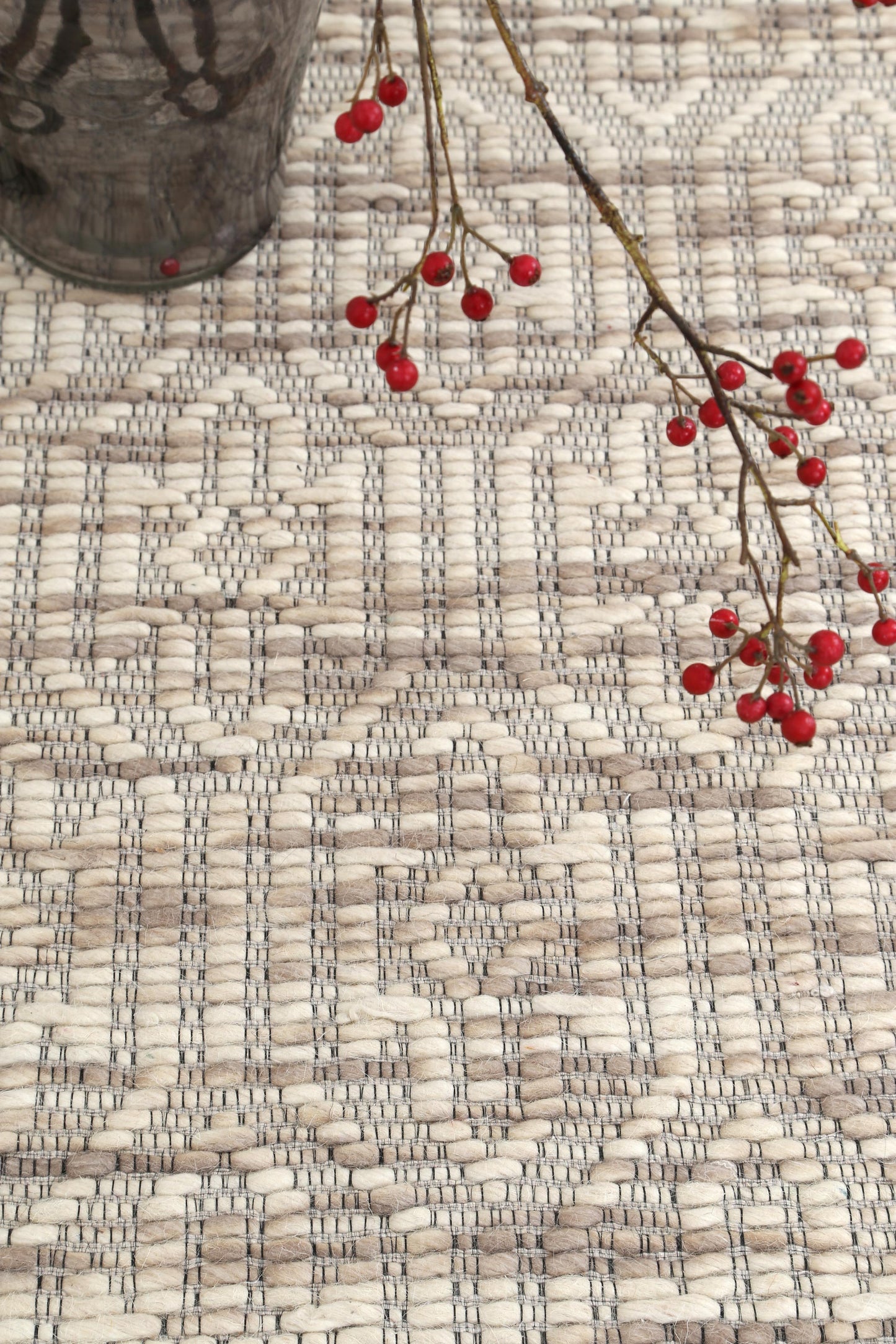 Wynter Geometric Beige Wool Rug