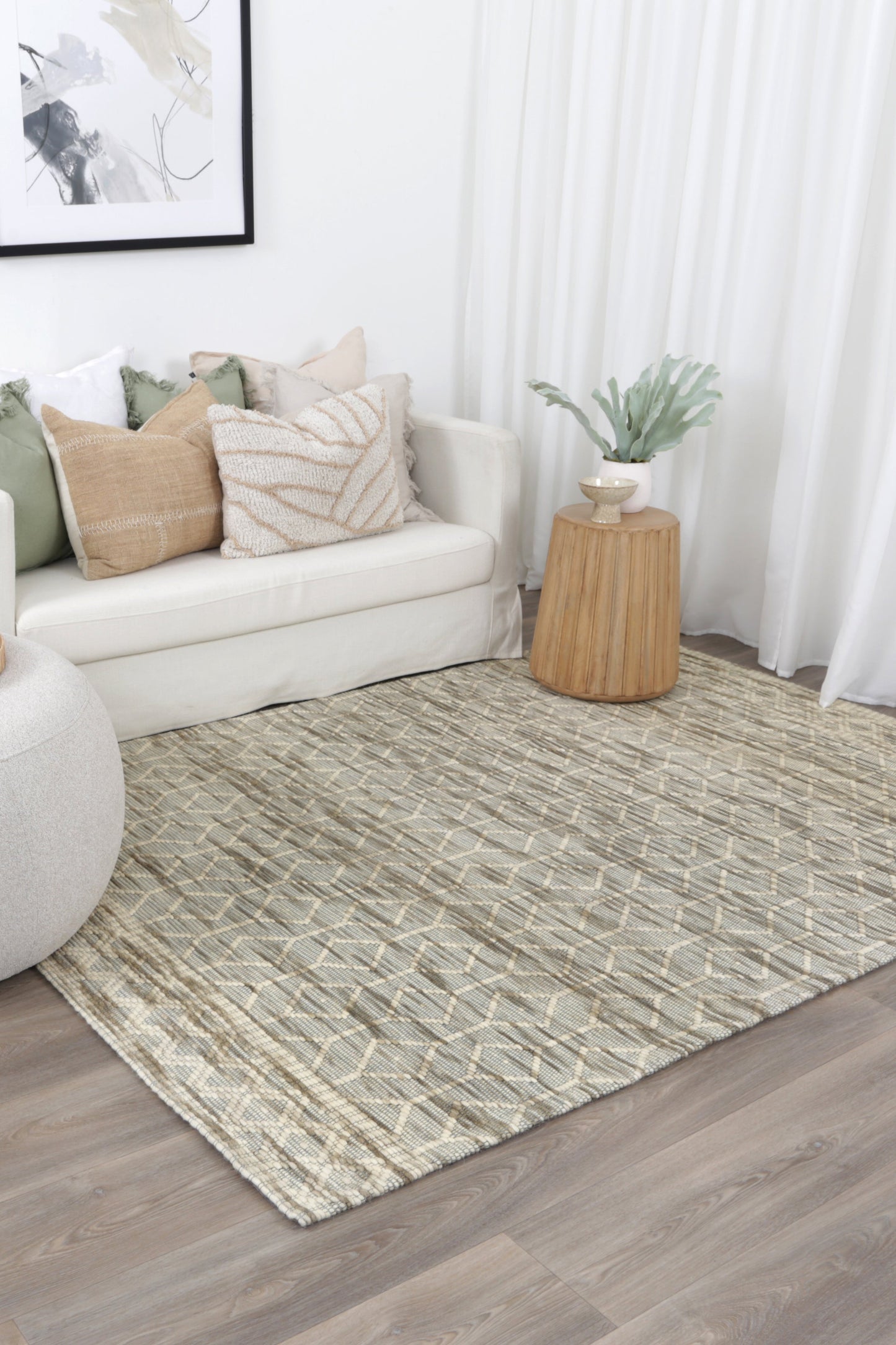 Wynter Lattice Moss Wool Rug