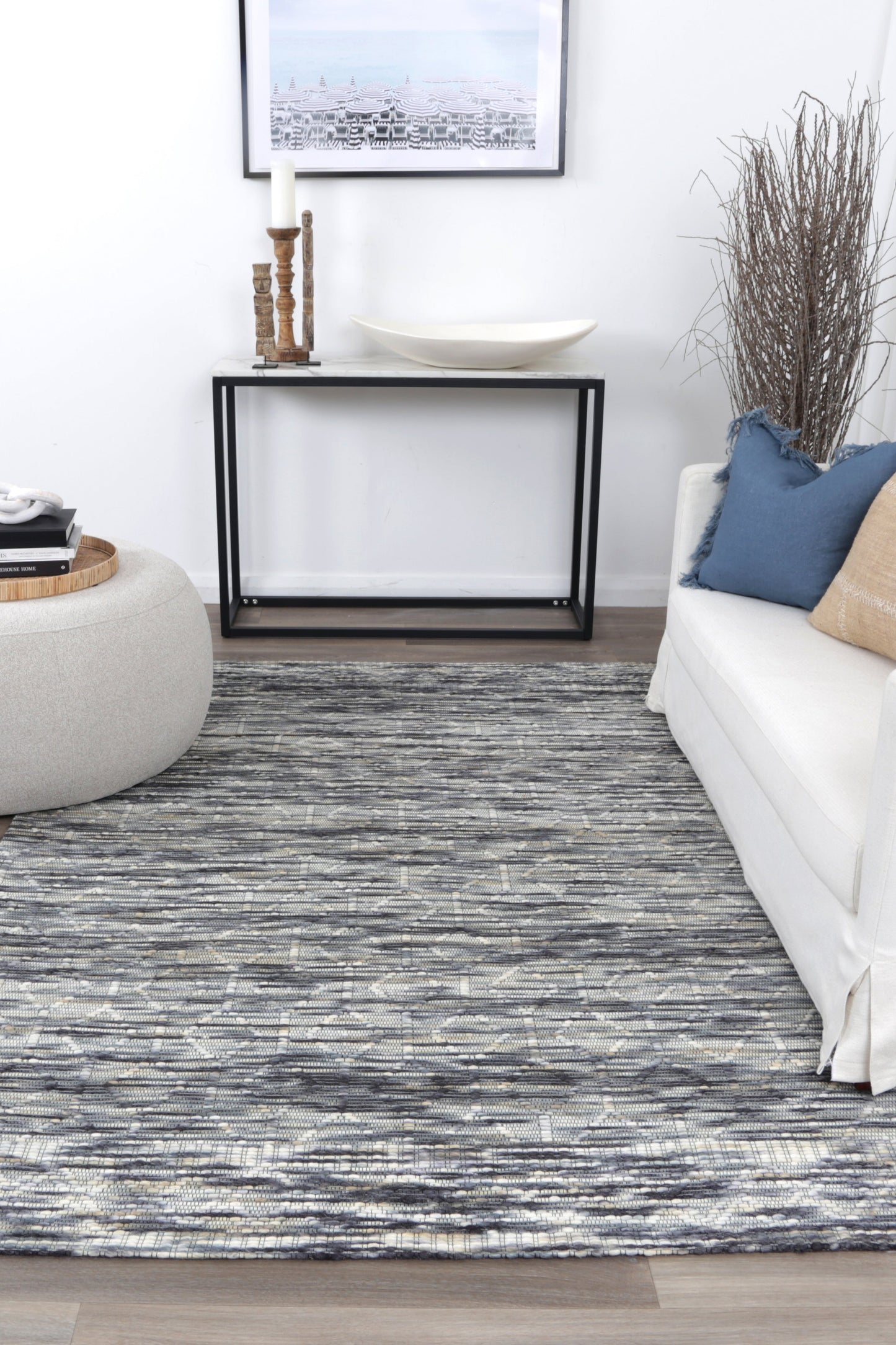 Wynter Lattice Stone Wool Rug