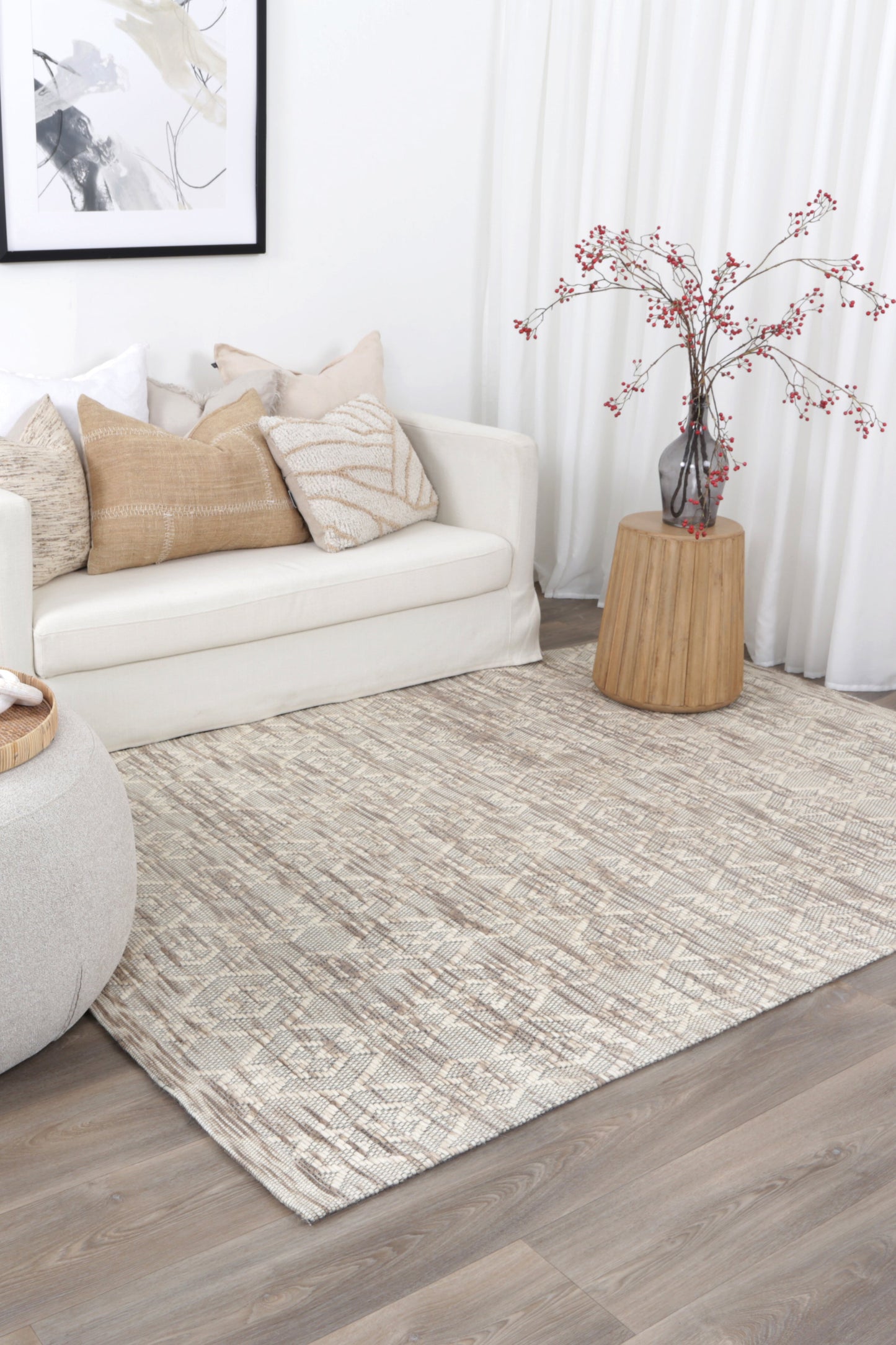 Wynter Diamond Beige Wool Rug