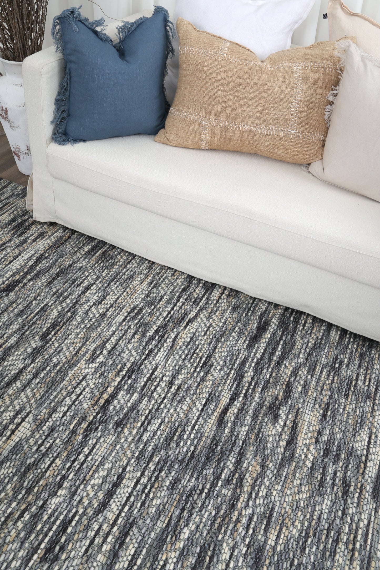 Wynter Chevron Stone Wool Rug