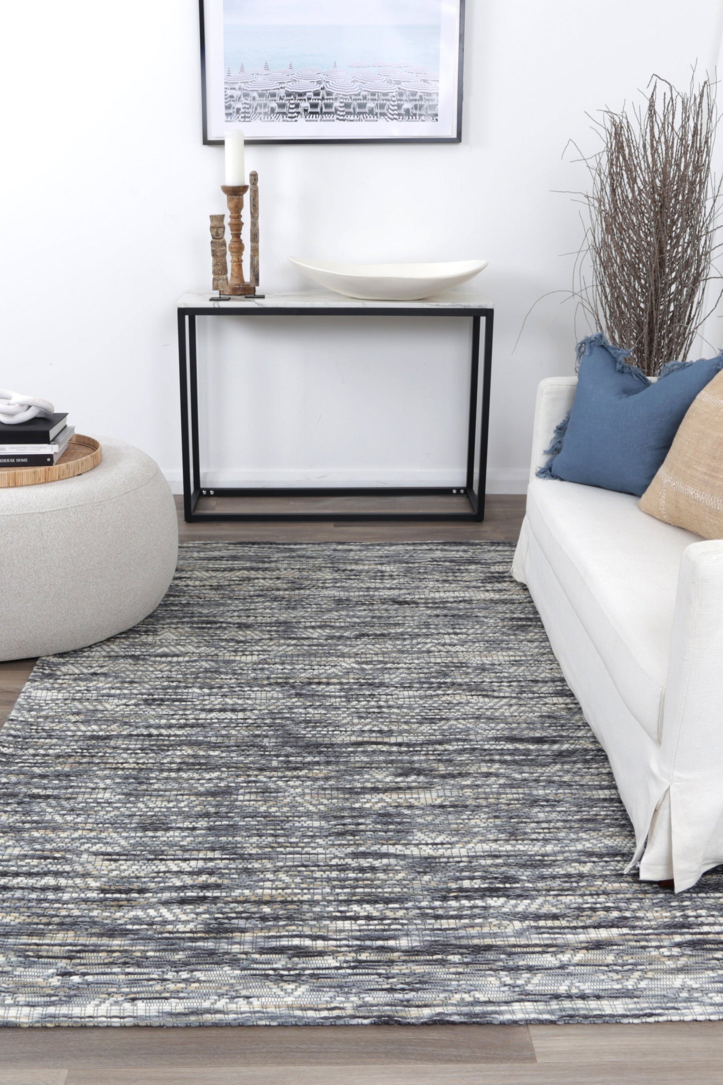 Wynter Chevron Stone Wool Rug