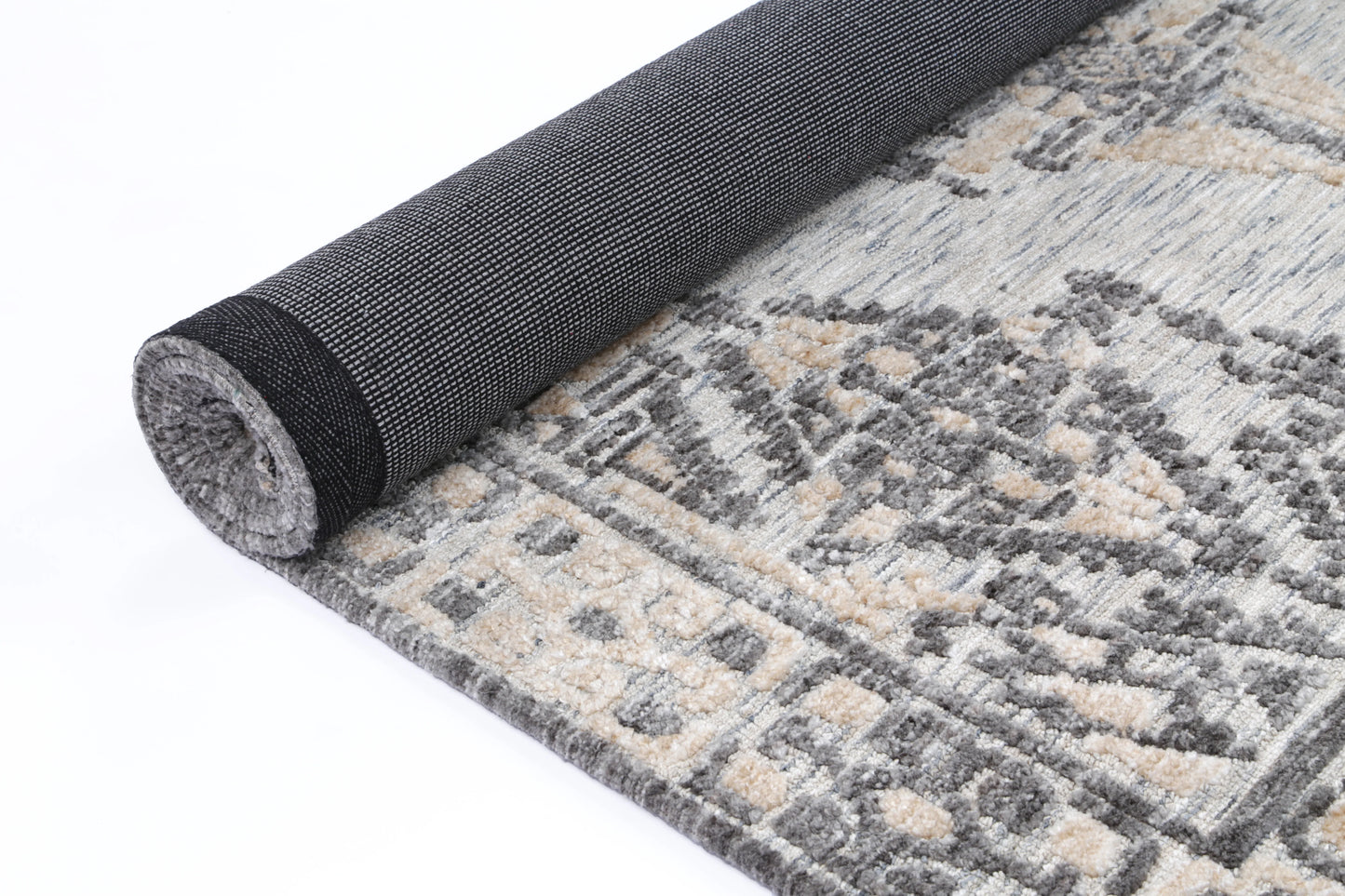 Zara Charcoal & Beige Cotton Blend Rug