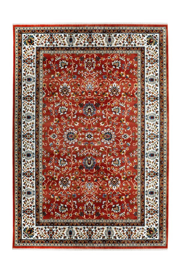 Classic 701 Rust Traditional Rug with Floral Patterns - Lalee Designer Rugs