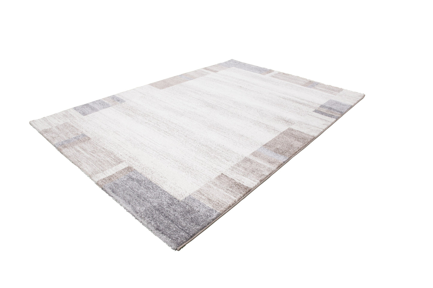 Feeling 500 Beige Silver Plain Border Thick Rug - Lalee Designer Rugs