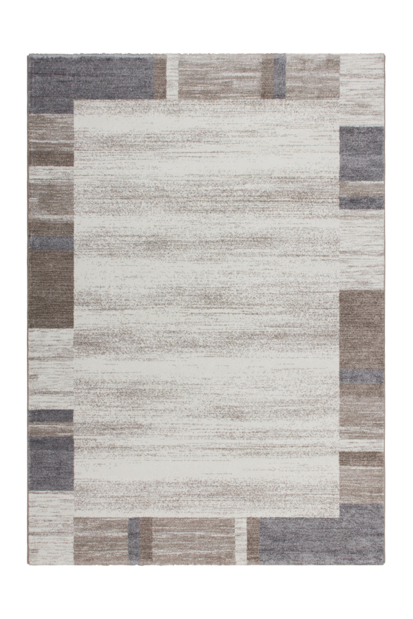 Feeling 500 Beige Silver Plain Border Thick Rug - Lalee Designer Rugs
