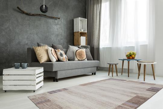 Feeling 500 Beige Silver Plain Border Thick Rug - Lalee Designer Rugs