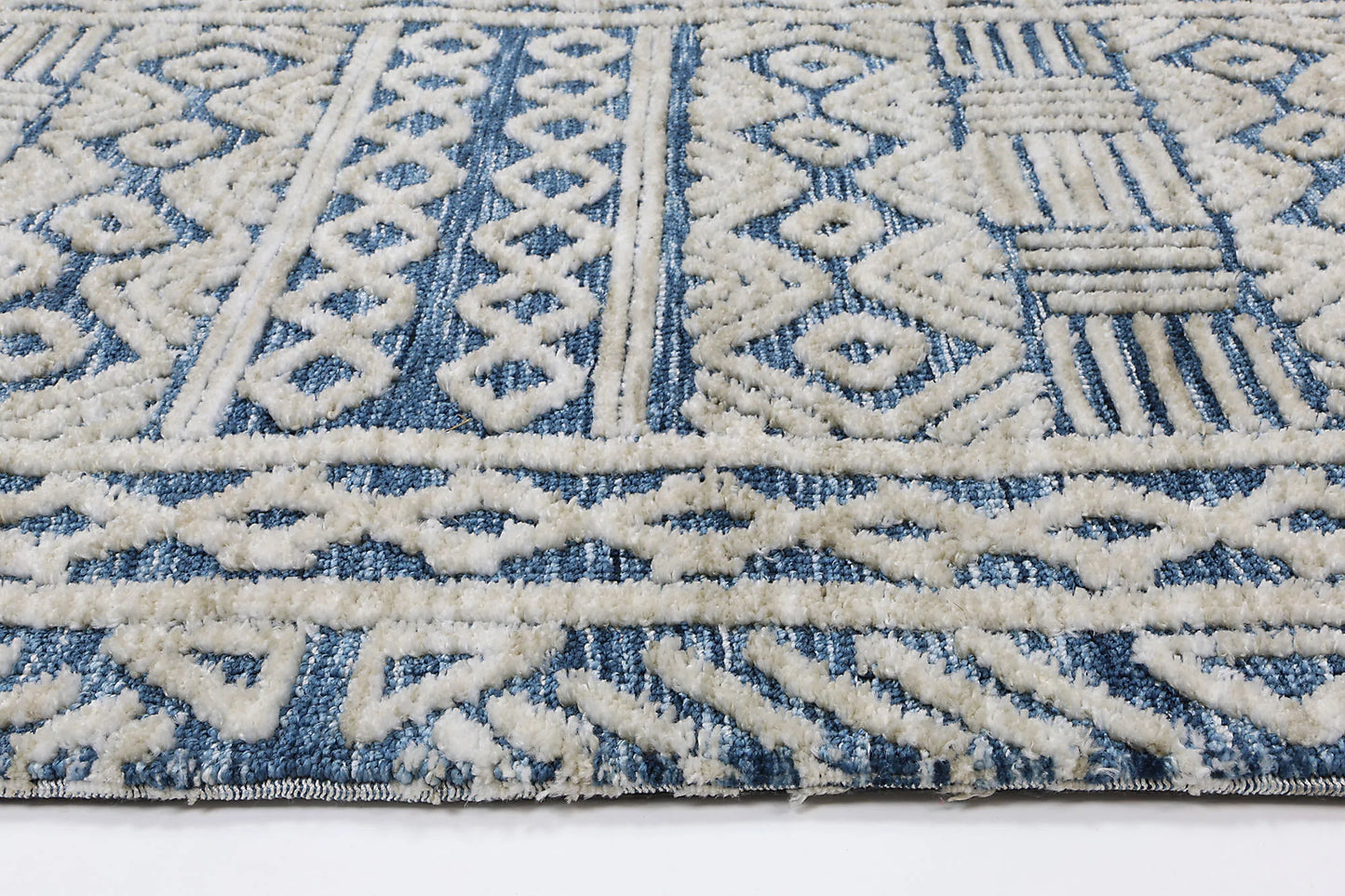 Zara Navy Tribal Rug with chain pattern