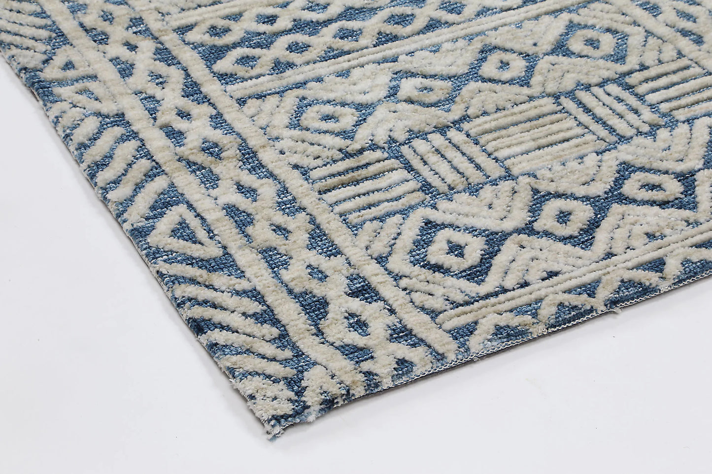 Zara Navy Tribal Rug with chain pattern