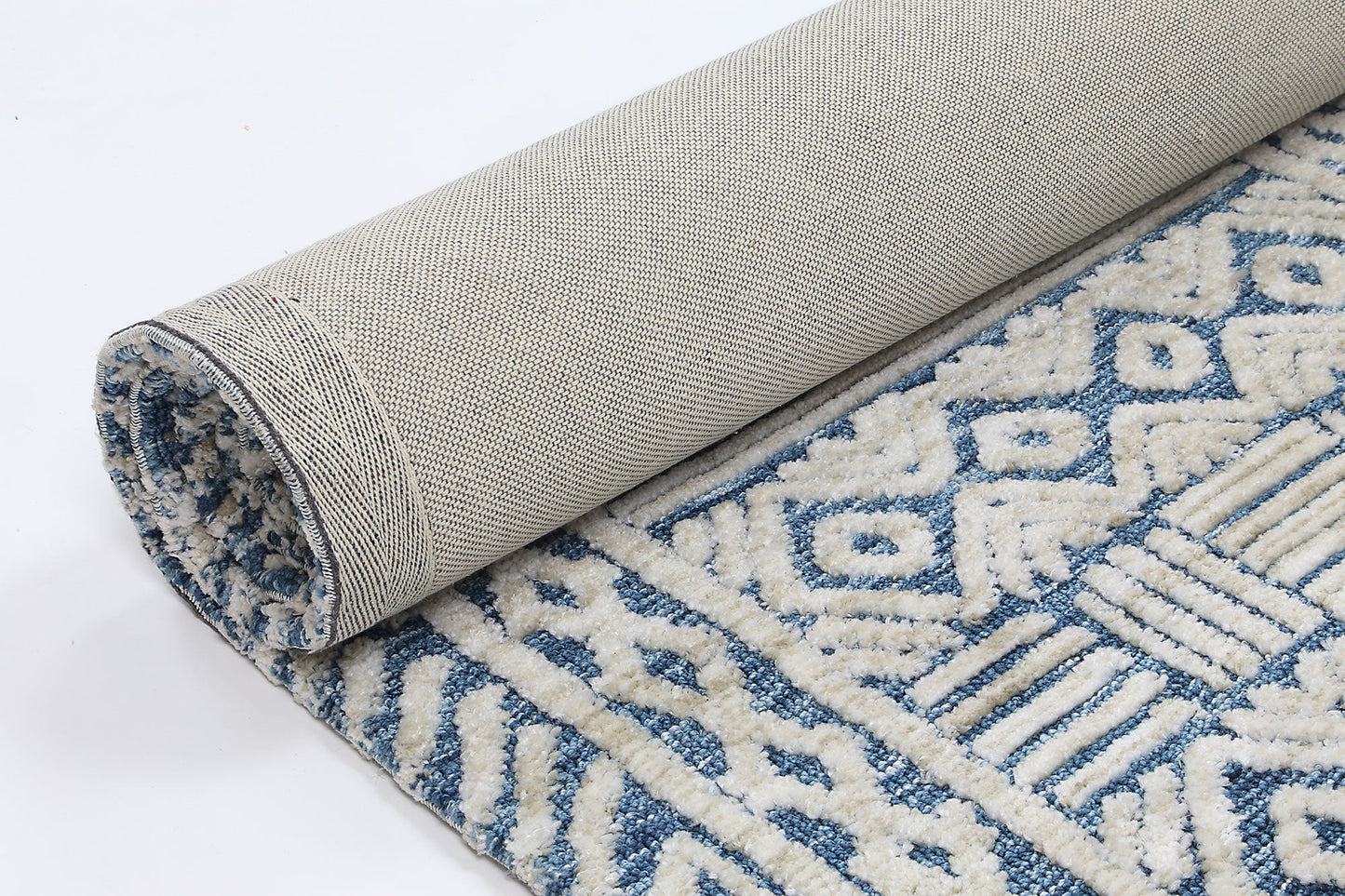 Zara Navy Tribal Rug with chain pattern