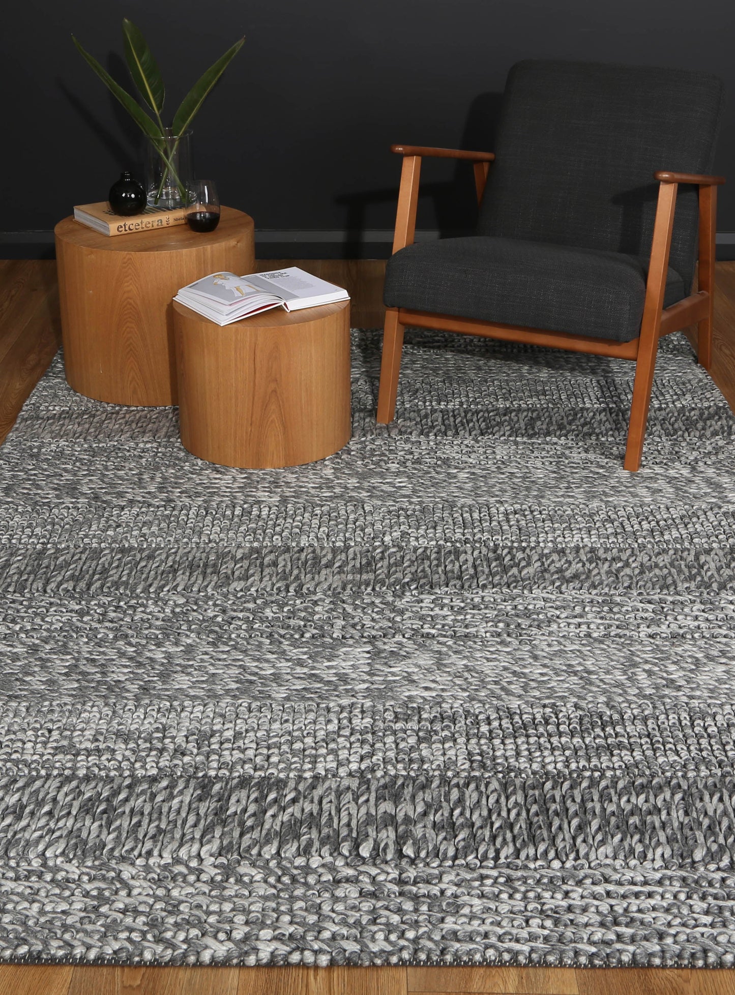 Paradise Grace Charcoal Wool Blend Rug