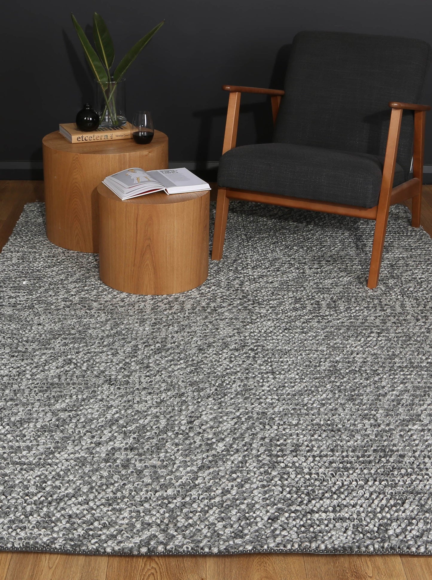 Paradise Loopy Charcoal Wool Blend Rug
