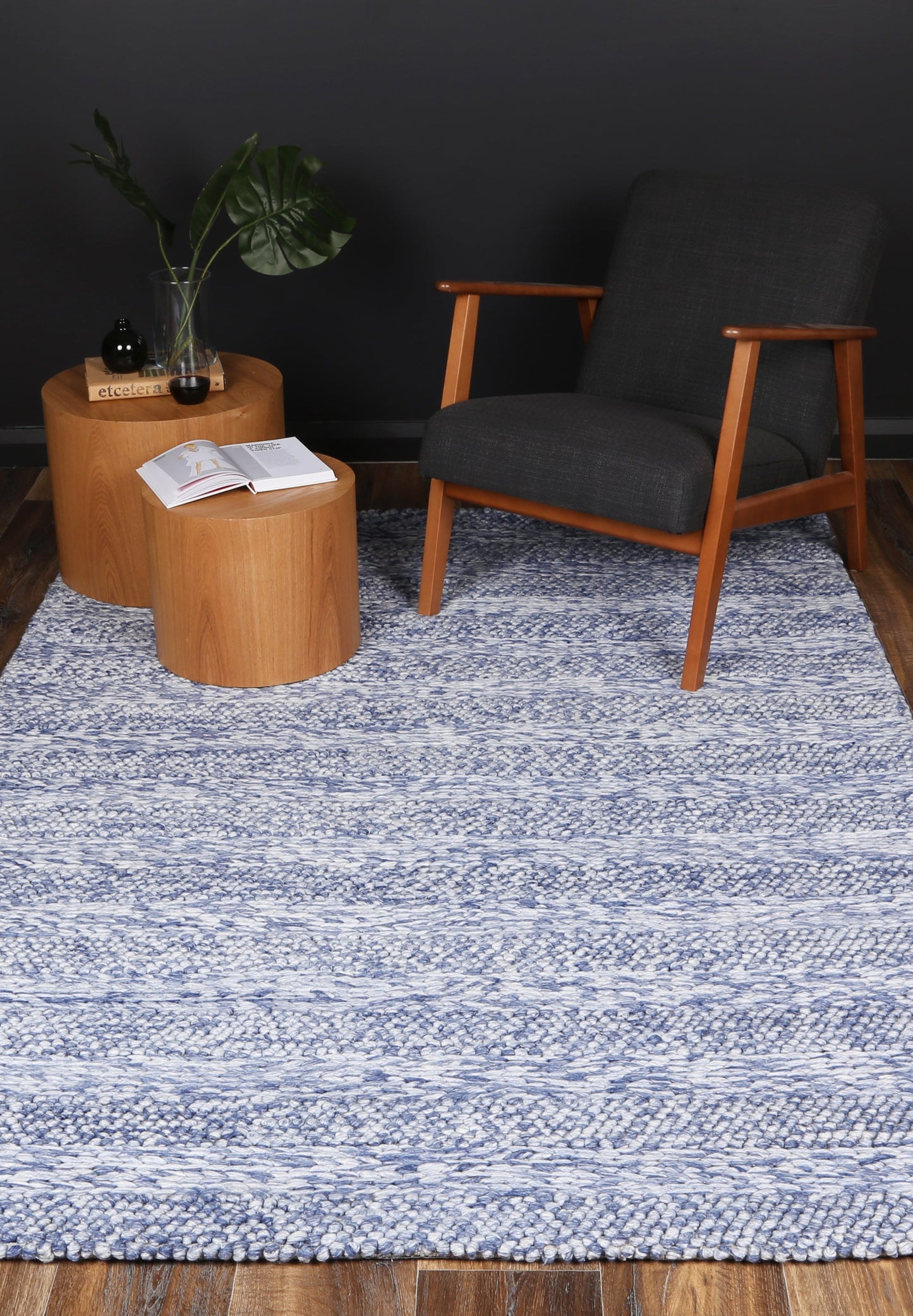 Paradise Ringlets Blue Wool Blend Rug