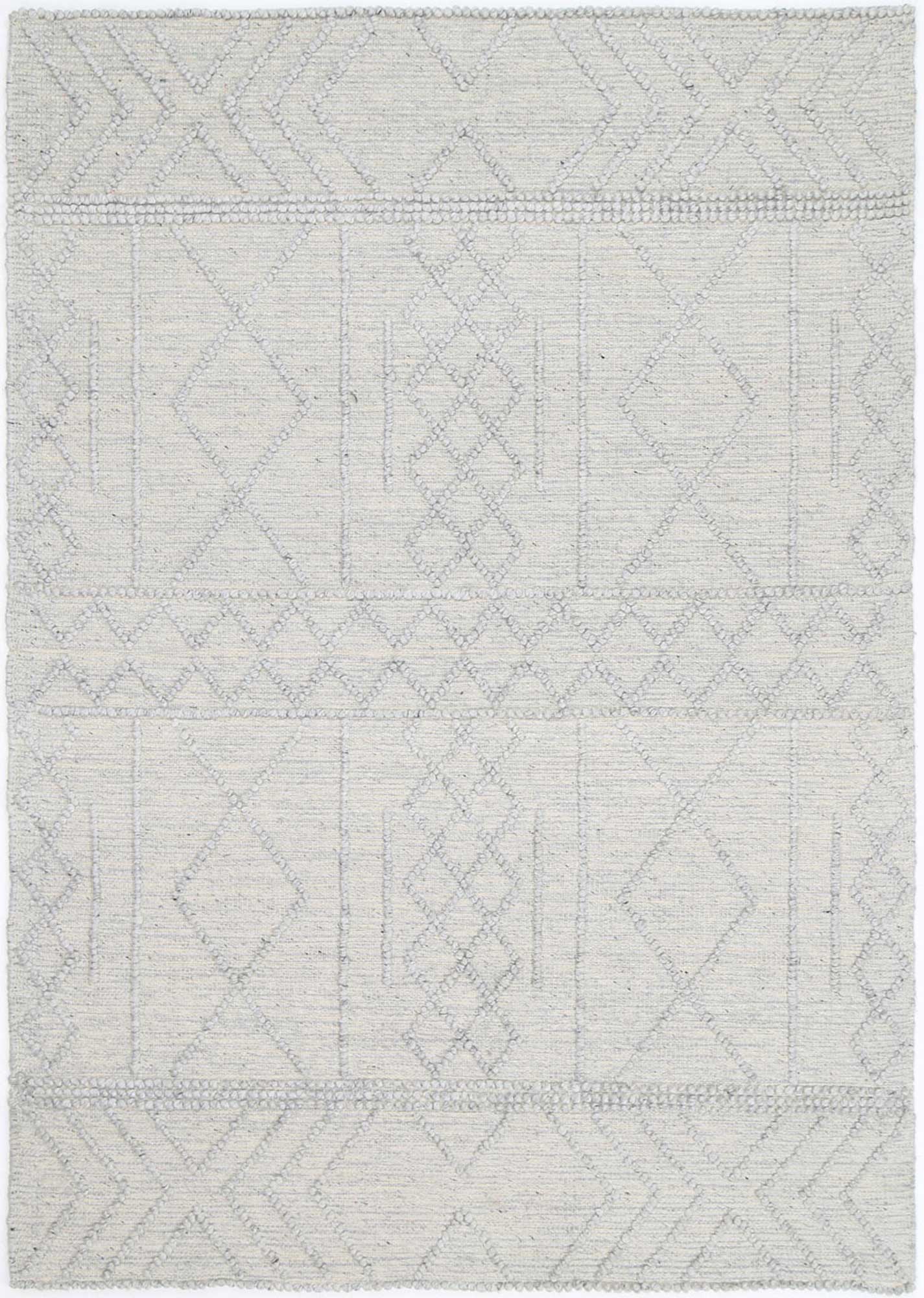 Kaiden Diamond Tribal Grey Wool Rug