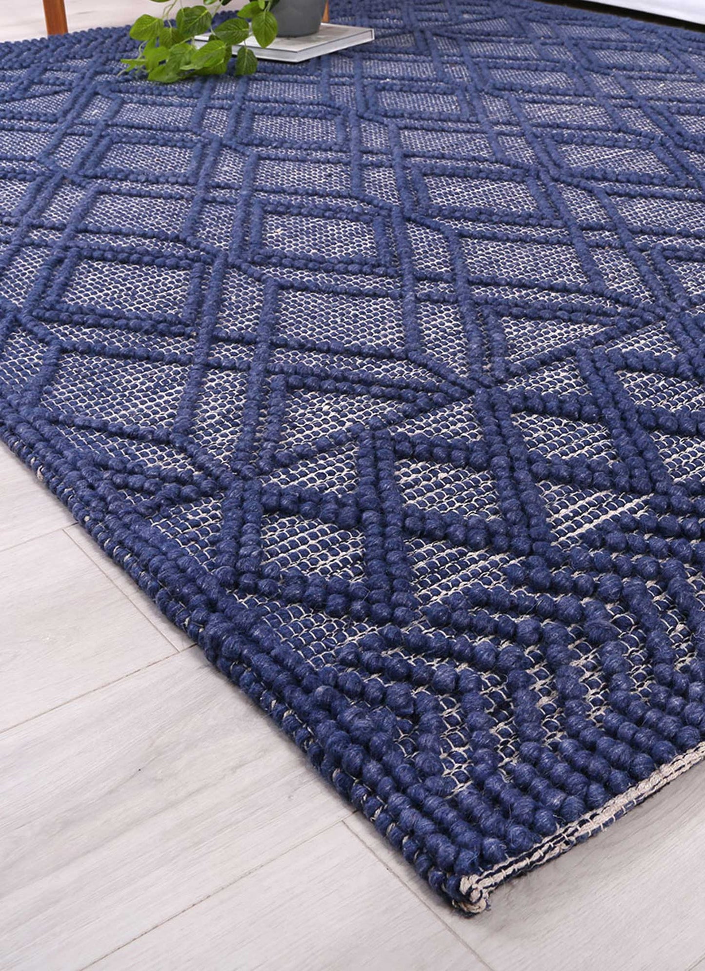 Kaiden Tribal Blue Wool Rug ( New Landed )