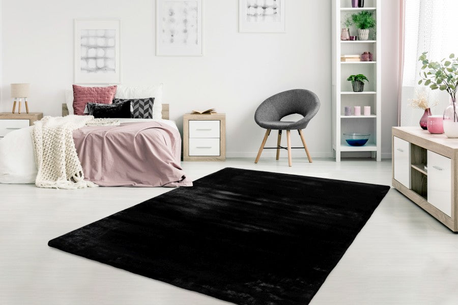 Highland 800 Black Soft Touch Fluffy Rug