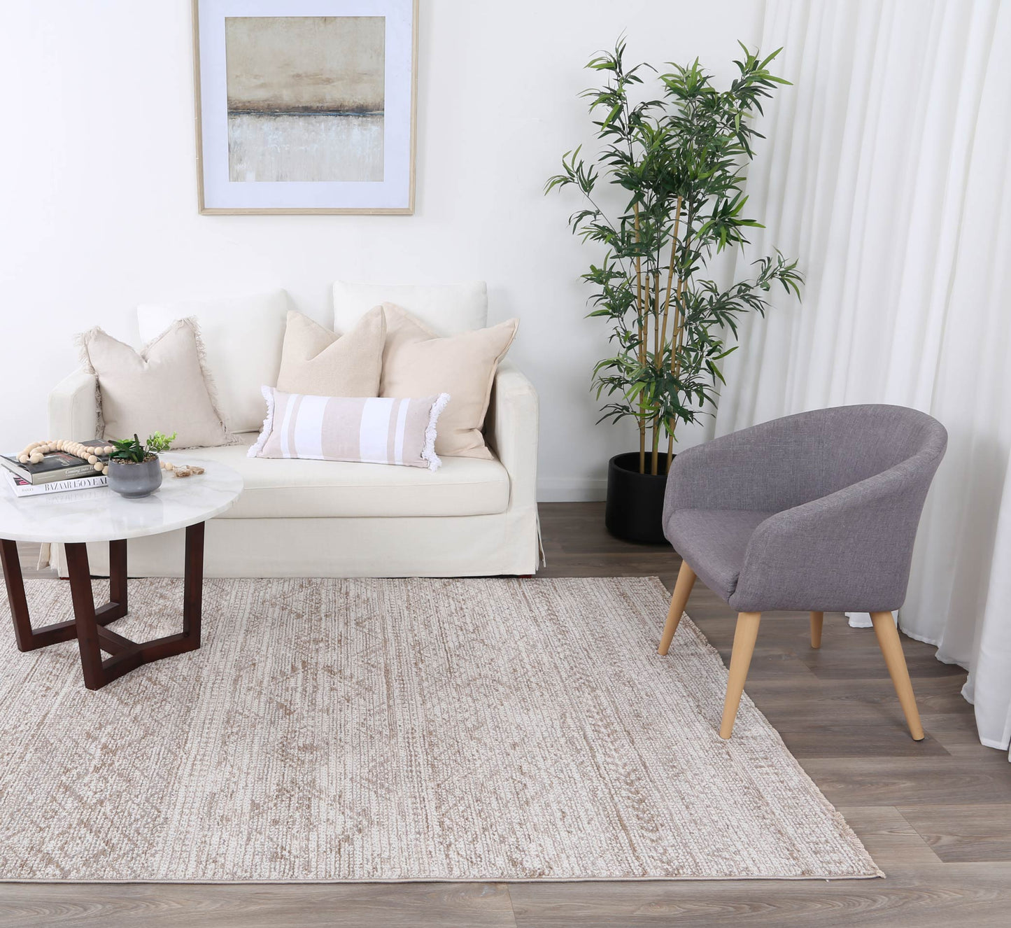 Yarra Kesh Beige Tribal Soft Rug