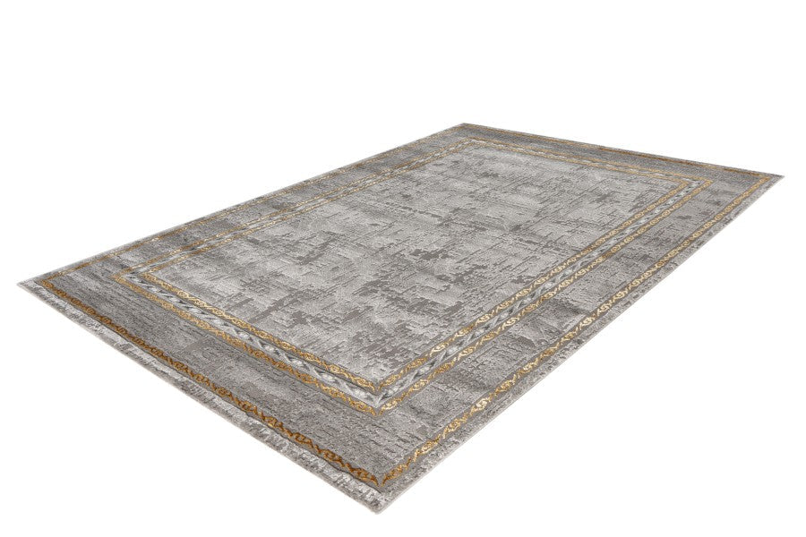 Adana 404 Grey Rug with Gold Border