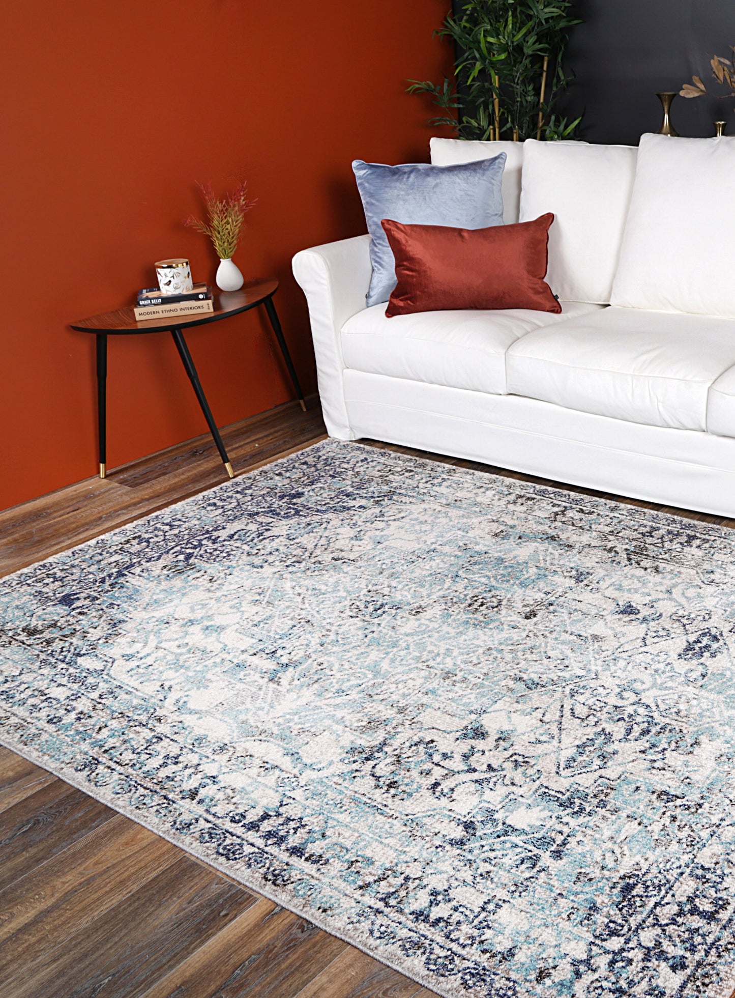 Rumba Adrianita Ivory & Blue Transitional Rug
