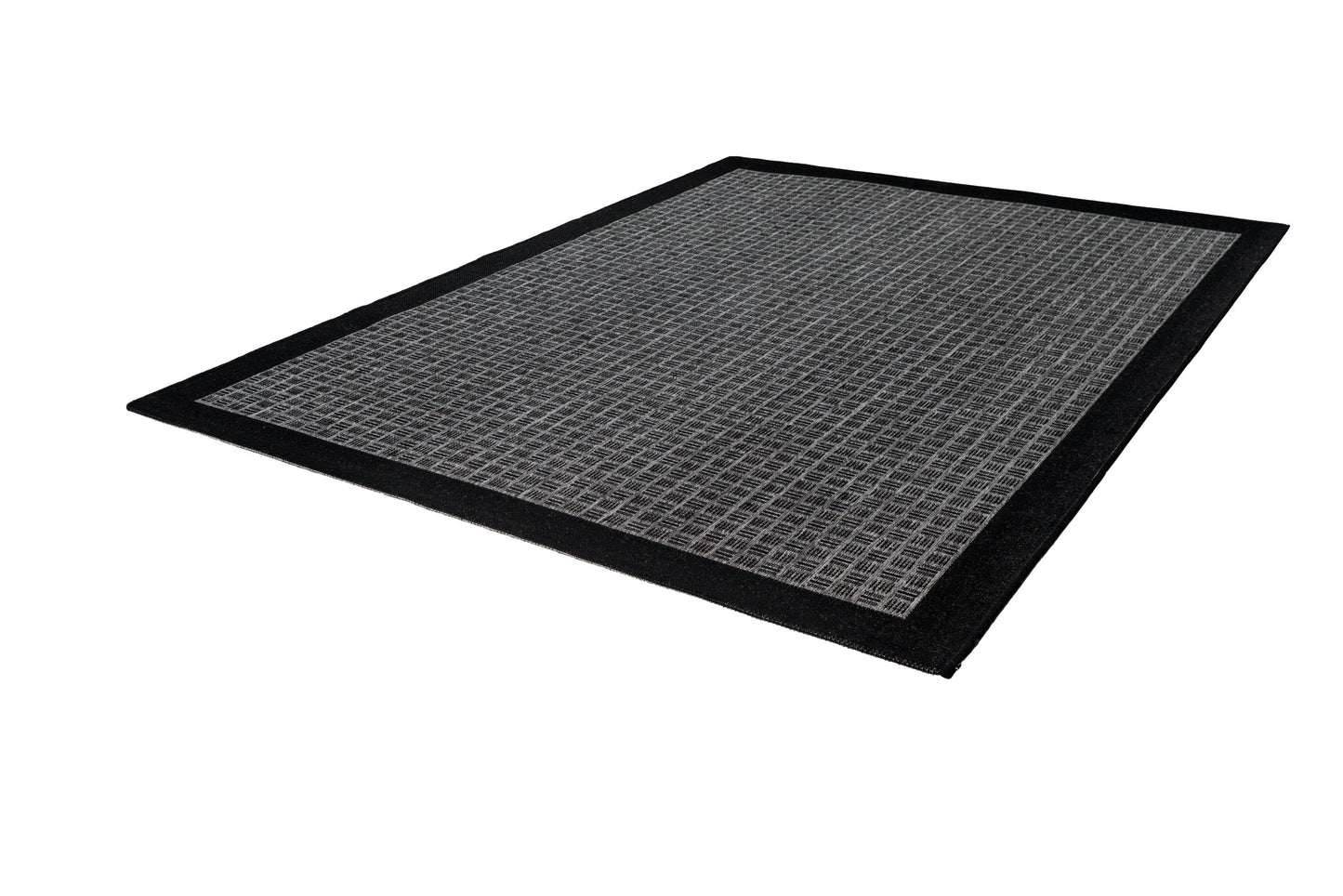 Sunset 608 Outdoor and Kitchen Silver Rug with Sisal Black Border Design - Lalee Designer Rugs