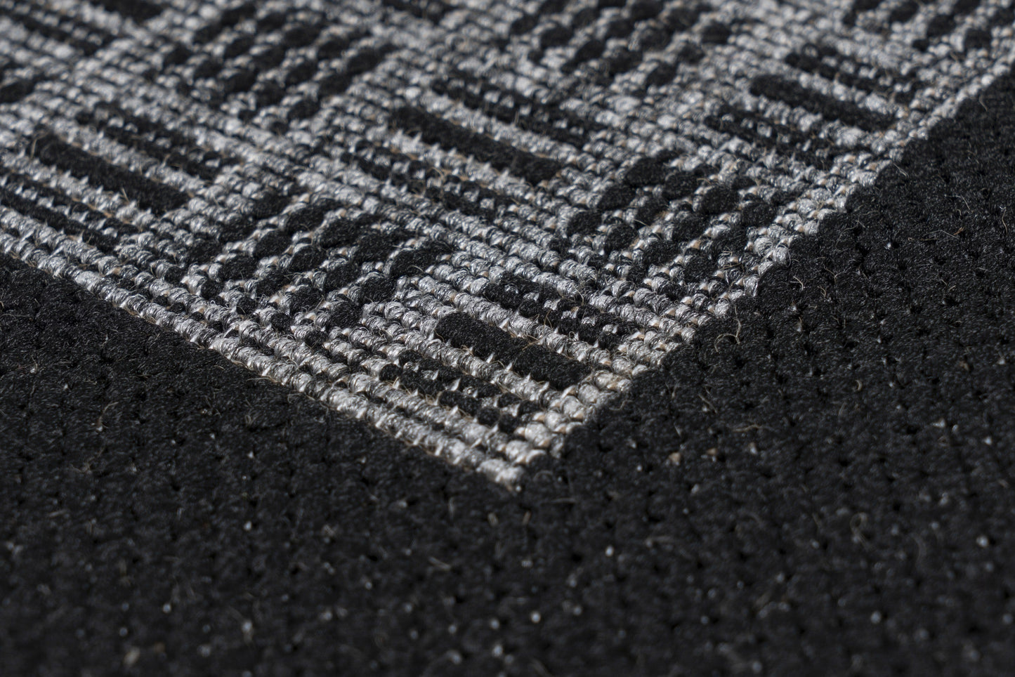 Sunset 608 Outdoor and Kitchen Silver Rug with Sisal Black Border Design - Lalee Designer Rugs