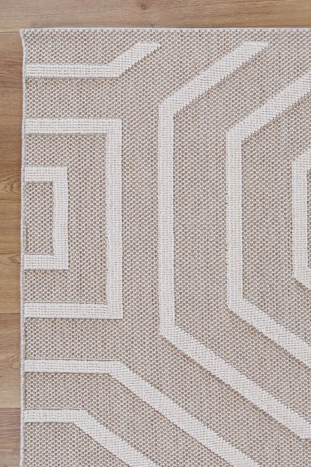 Valentina Lui Beige Geometric Flatweave Rug