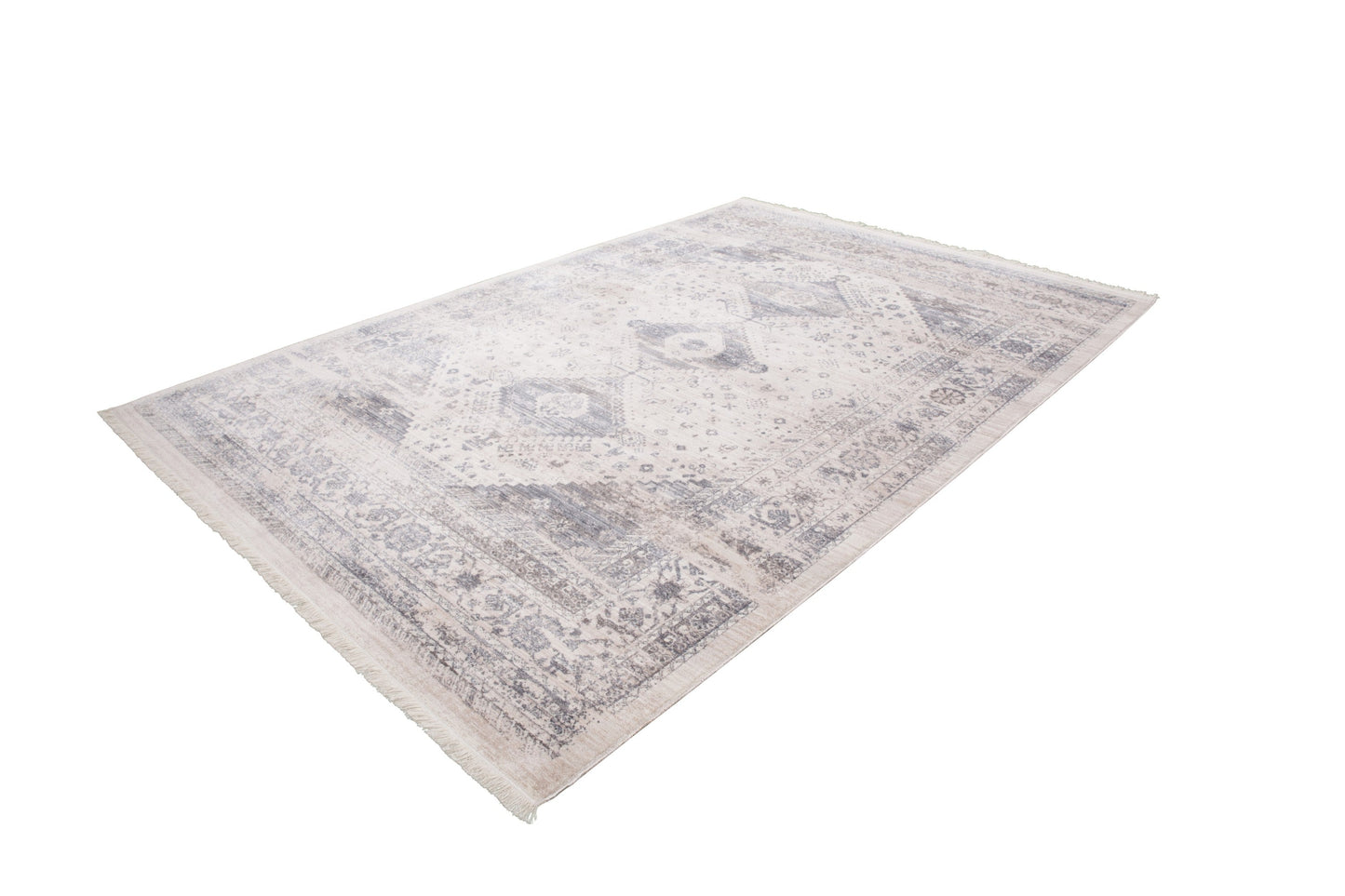 Vintage 703 Faded Silver Rug with Medallions - Lalee Designer Rugs
