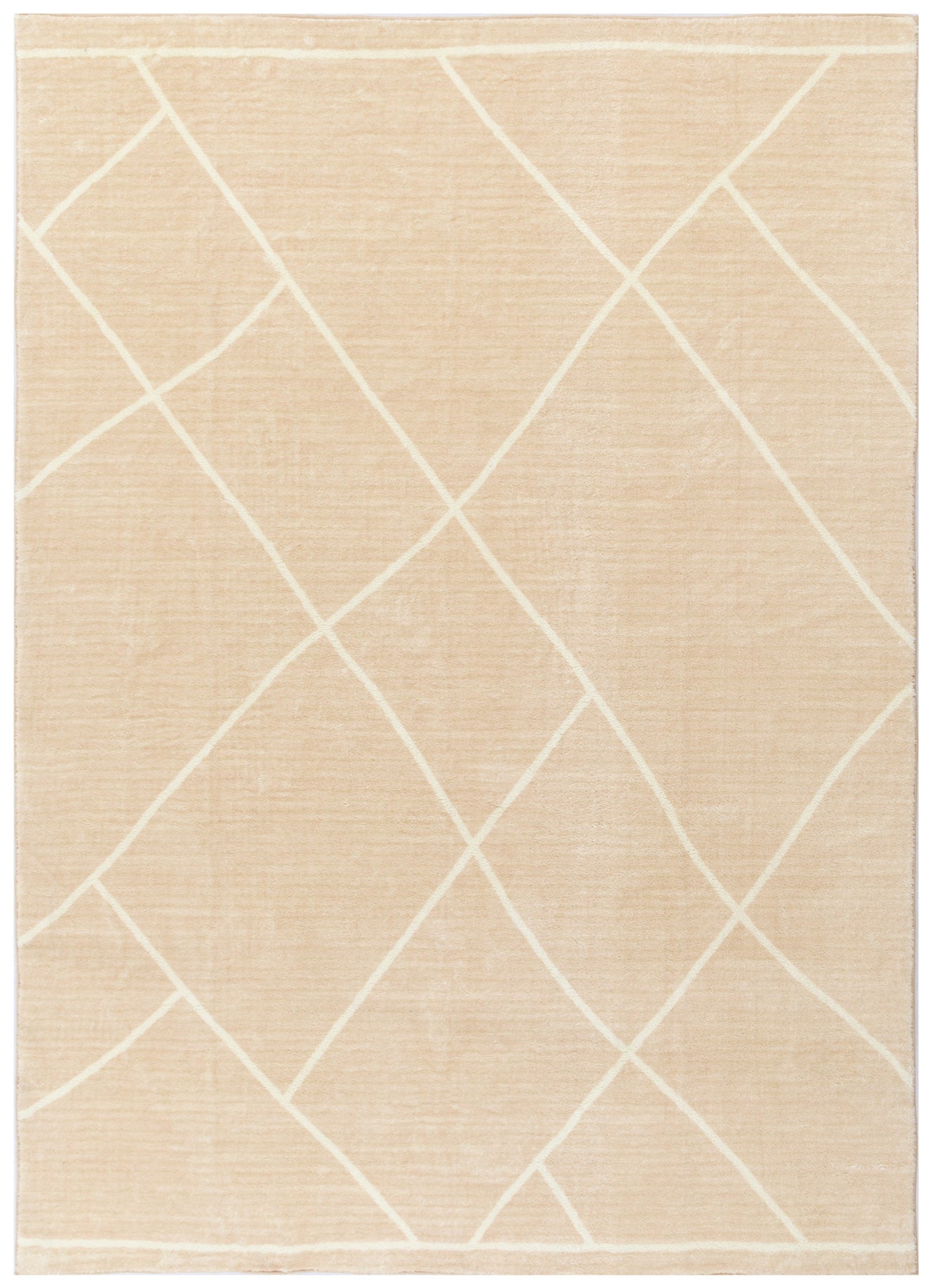 Cloud Diamonds Beige Machine Washable Rug