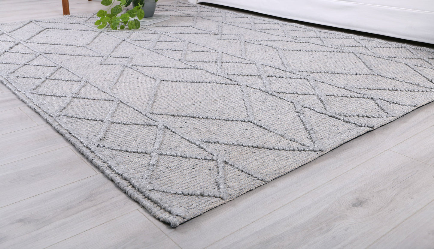 Kaiden Interweave Tribal Grey Wool Rug