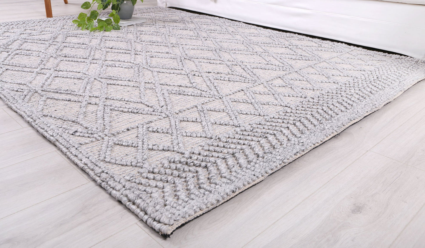 Kaiden Cobblestone Tribal Grey Wool Rug