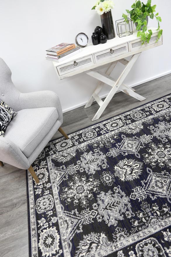 Aryana Ziegler Navy Grey Rug