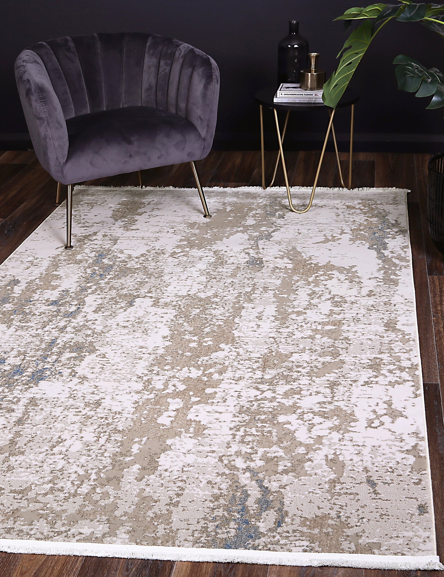 Istanbul One Modern Beige Blue Rug 01BBLU