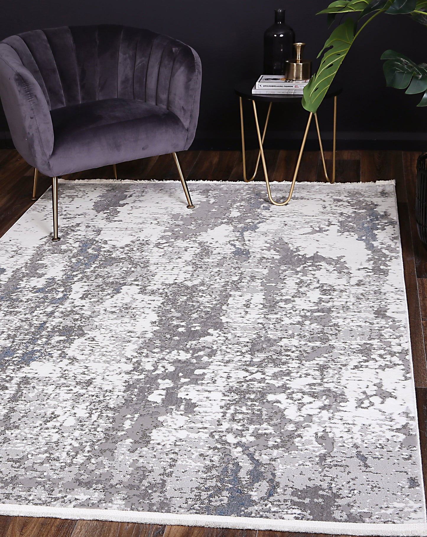 Istanbul One Modern Grey Blue Rug 01GREY