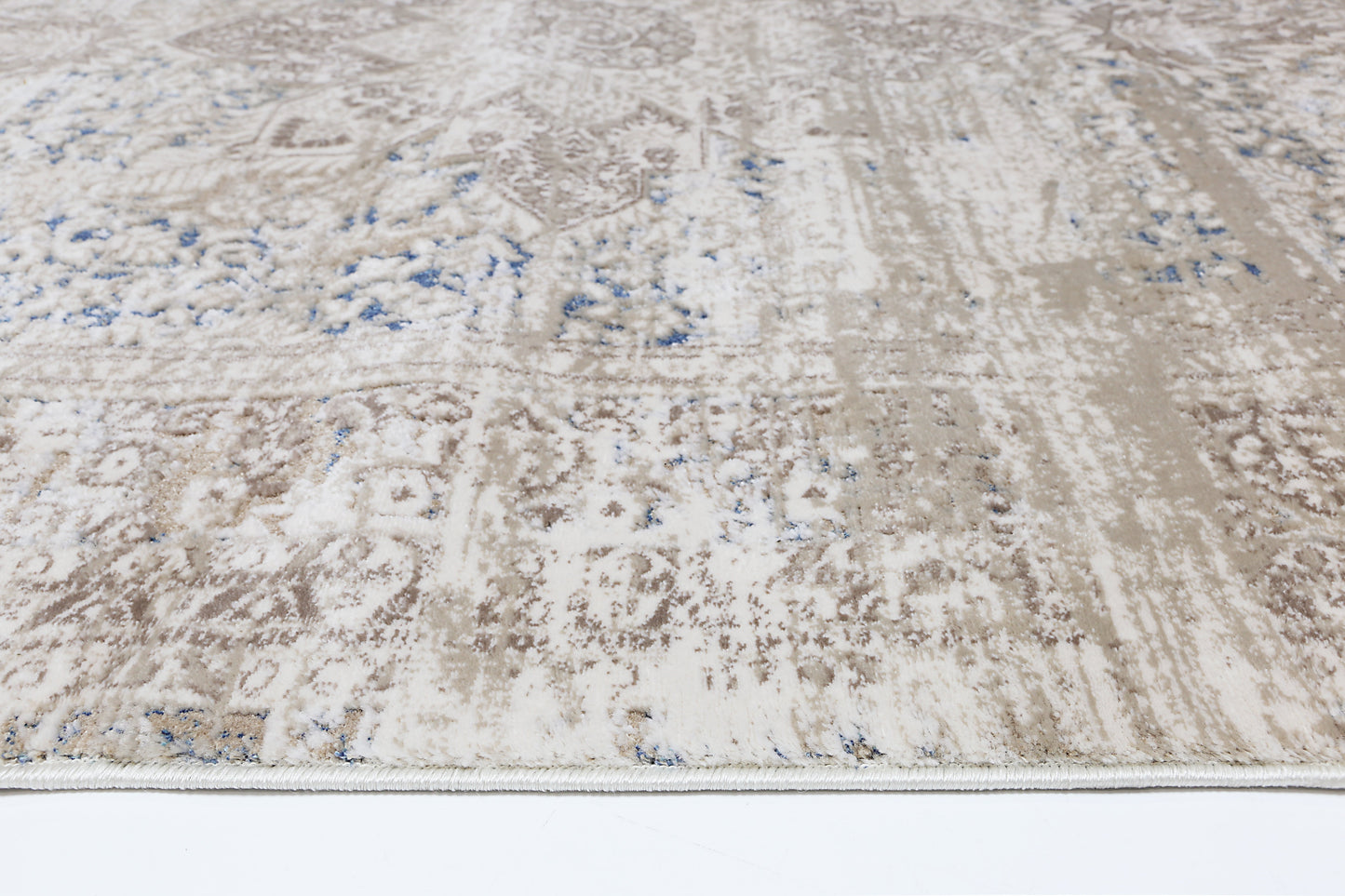 Istanbul Medalion Beige Blue Rug 06BBLU