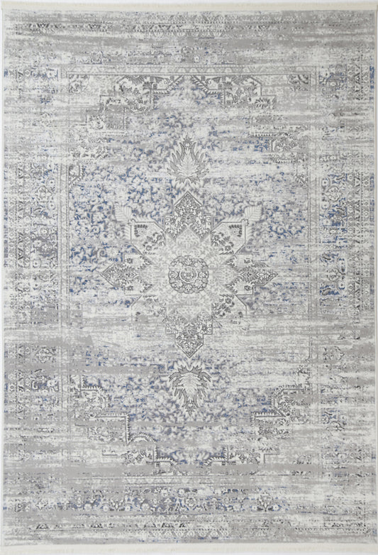 Istanbul Medallion Grey Blue Rug 06GBLU