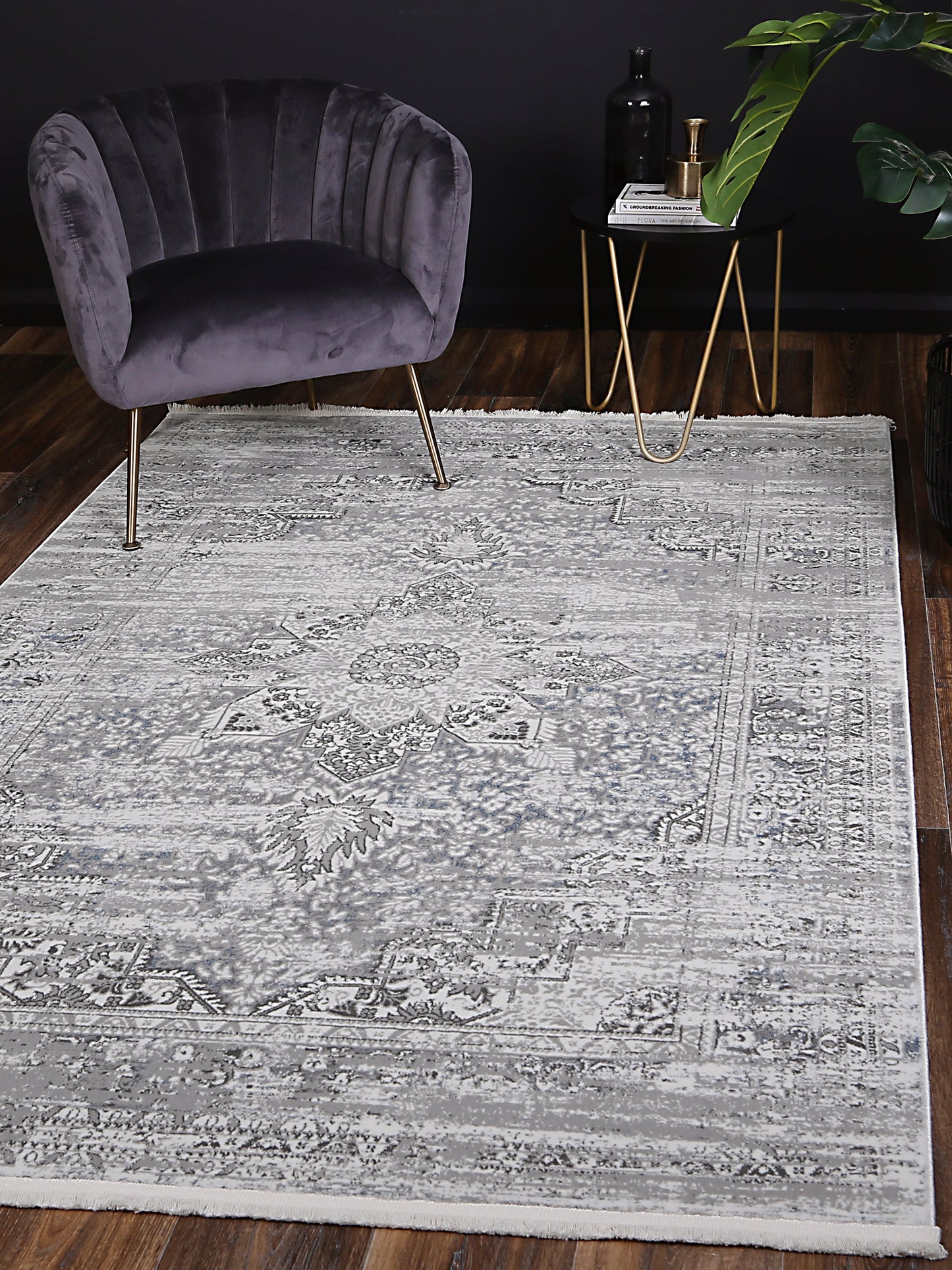 Istanbul Medallion Grey Blue Rug 06GBLU