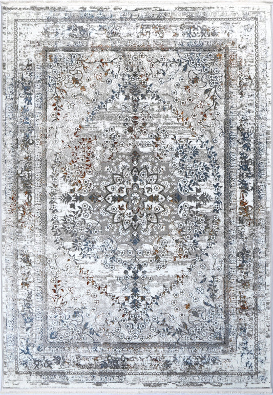 Istanbul Vintage Medallion Grey Multi Rug 08GMUL