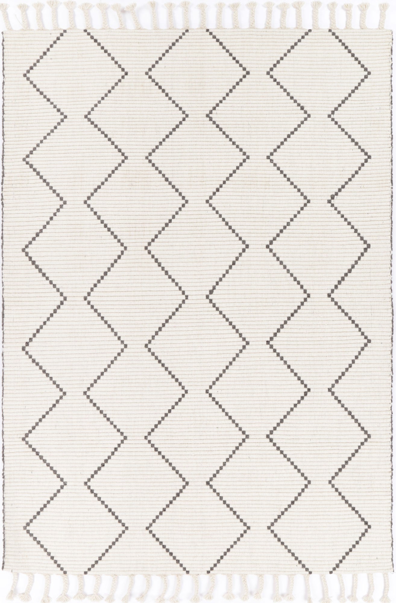 Varanasi Zig-Zag Wool Blend Cream Rug