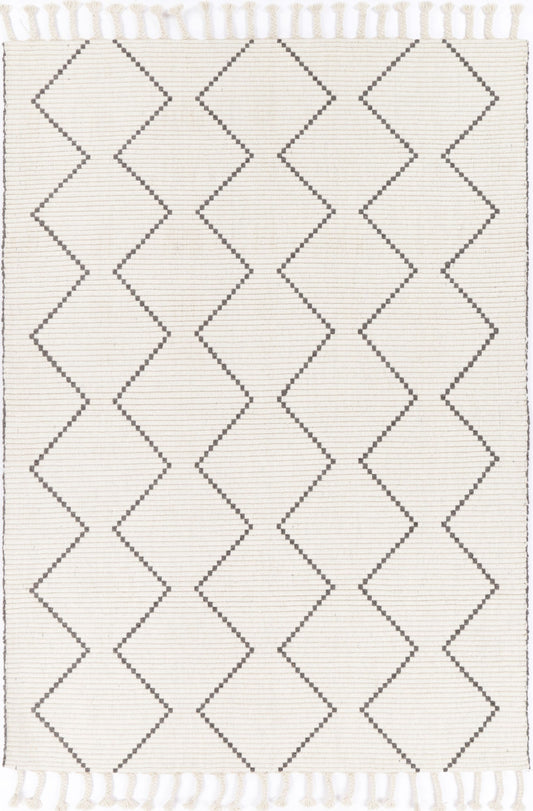 Varanasi Zig-Zag Wool Blend Cream Rug