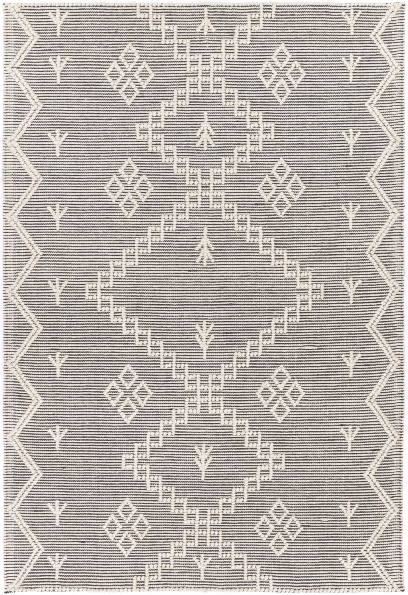 Varanasi Aztec Wool Blend Cream Rug